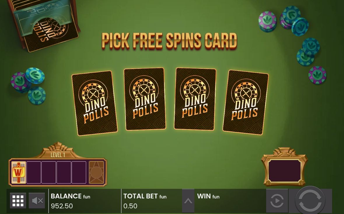 Table verte du Dino Bonus avec deux cartes à choisir